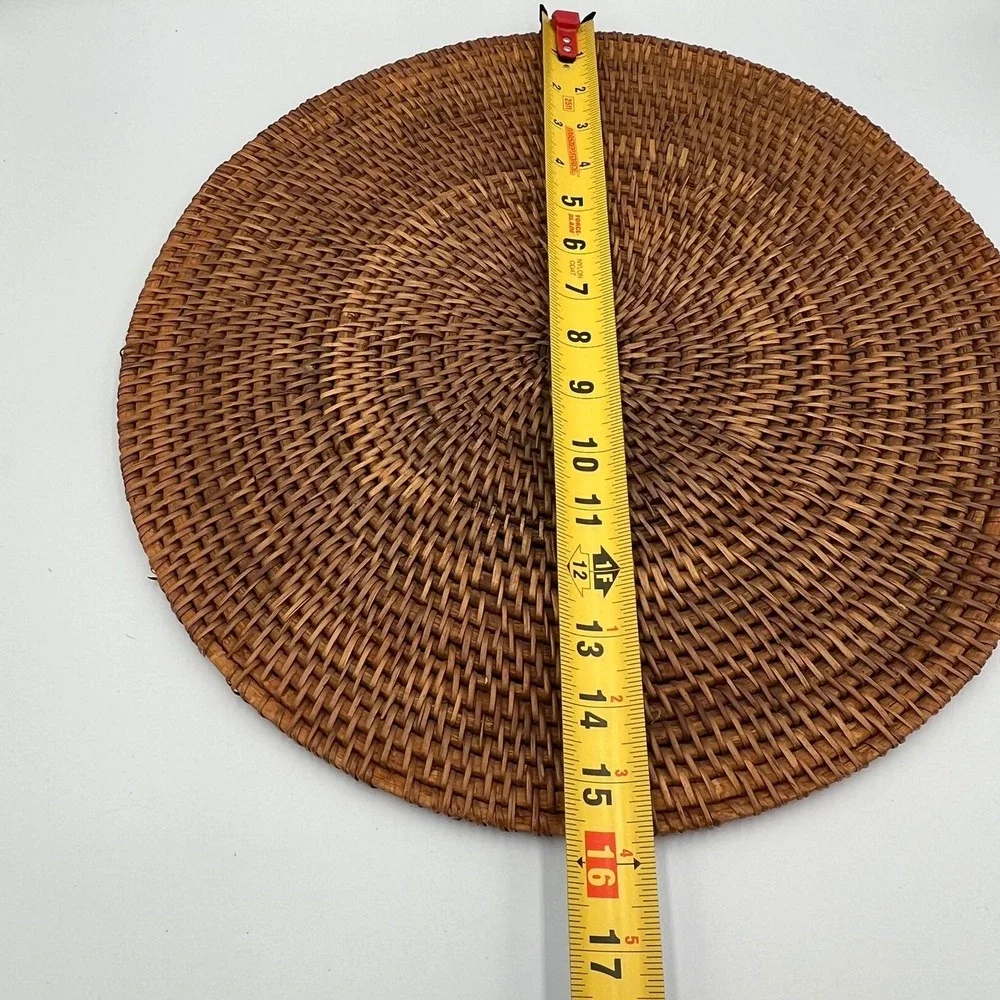 Rattan Placemat Unisex 15.5in Brown Very Good Woven Wicker Boho Decor